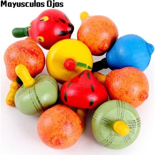 1PC Wooden Fruit Small Gyro Big Fun Educational Toys Baby Traditional Gyro Toys