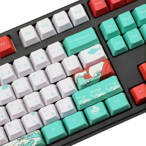 110 Japanese OEM Dye Sublimation Ukiyo-e Sea Waves Keycap Mechanical Keyboard