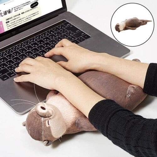 15.7 inch Cute Otter Stuffed Velvet Wrist Pad Storage Bag Hidden Zipper