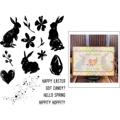 2021 New Easter Bunny Egg Clear Stamps Sets Spring Animal and Leaves Scrapbooking For Crafts Card Making no Metal Cutting Dies