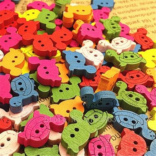 50 Pcs Funny Candy Color Buttons, Tortoise Shape Sewing Wooden Buttons , for Kids, Scrapbooking Crafts ,7NK09
