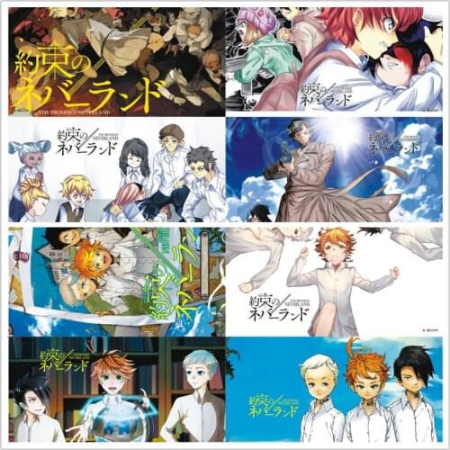 8 pcs/set Anime The Promise Neverland poster Emma Ray Norman Don Gilda Phil Isabella figure sticker for wall gifts