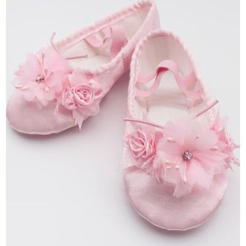 Ballet shoes satin ballet shoes for girls flower ballet slippers pointe shoes ballet dance shoes Gym flat slippers Soft Sole