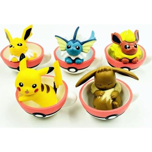 Pokemon Toys, Pikachu Eevee Twister Egg Cup Hand-Made Model, Baking Cake Decorations, Small Gifts for Children