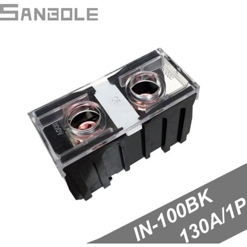IN-100BK (130A 1A) European Connection Terminal Block Copper Group Type Dual Row 22-38mm2 Terminals Seat (6PCS)