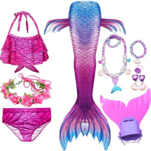 Girls Little Mermaid Tails Swimming Dresses Cosplay Costume Beach Clothes Children Mermaid Swimsuit for Kids Swimmable Costumes