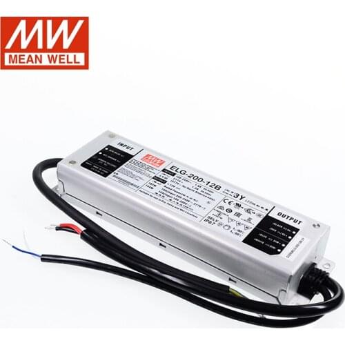 MEAN WELL ELG-200-12B-3Y 192W 16A 12V Dimmable LED Power Supply 110V/220V AC to 12V DC 200W waterproof IP67 Dimming led driver