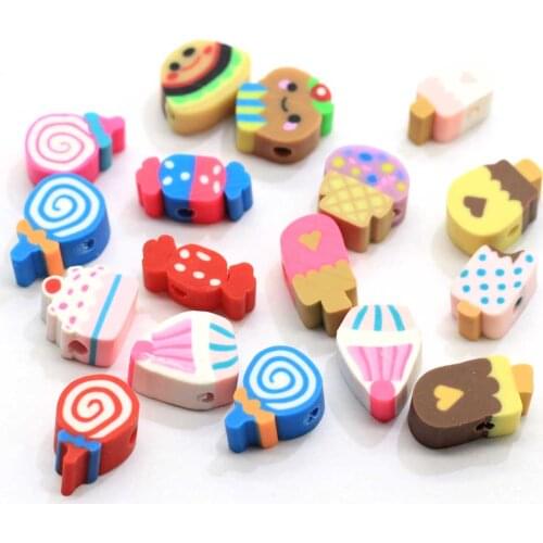 Mix Cartoon Polymer Clay Cupcakes lollipop Popsicle Candy Food Beads for Crafts DIY Jewelry Accessories Phone Decor