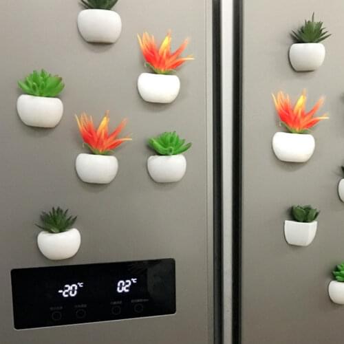 Simulation Plant Refrigerator Magnets Bonsai Succulent Plant Magnet Button Potted Plant Refrigerator Sticker Home Decoration U3