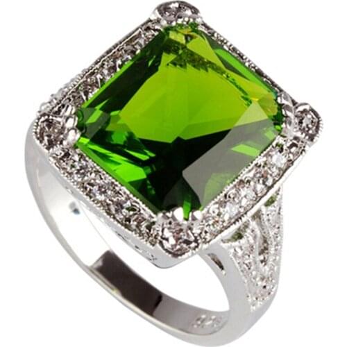 Fleure Esme Punk fashion Engagement rings Jewelry for women 2019 Peridot Blue Cubic Zirconia Rhodium Plated R751 R752 size 6 7 8