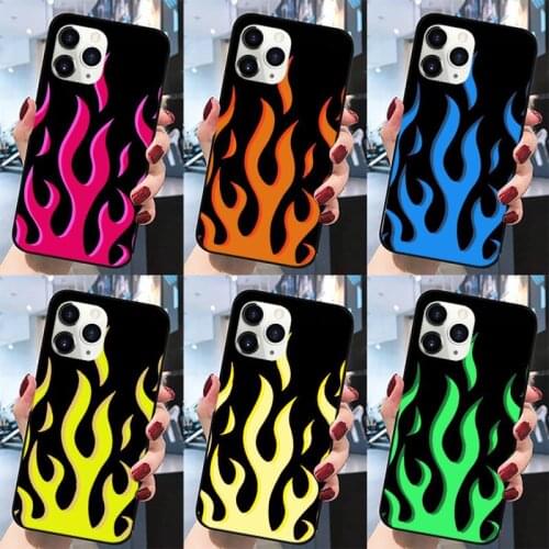 Fashion Red Flames Fitted Phone Case for iPhone 11 12 pro XS MAX 8 7 6 6S Plus X 2020 XR Mini