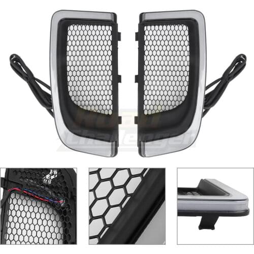 Motorcycle Black LED Fairing Lower Grills Turn Signal Running Light Lamp For Harley Touring Street Electra Glide CVO Limited