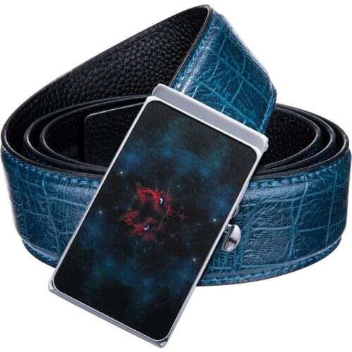 Barry.Wang Men Belt Cowhide Genuine Leather Belts For Men Luxury Automatic Buckle Belts Brown Black Cinturones Hombre DK-2002