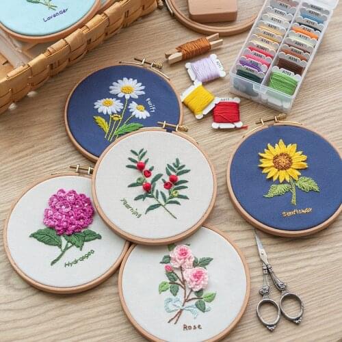 DIY Embroidery Kit with Frame Sunflower Pattern Needlework Cross Stitch Set Sewing Art Handmade Handicraft Painting Home Decor