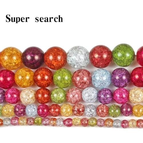 Natural Colored Snow Cracked Quartz Crystal 4-12mm Loose Beads for Jewelry Making Necklace DIY Fashion Earring Bracelet Women