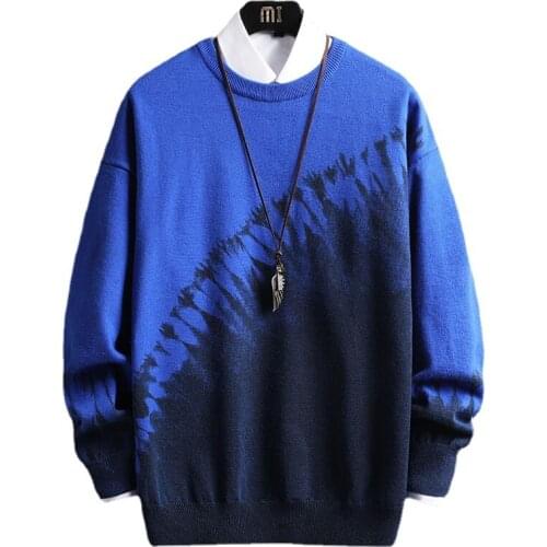 2021 New Sweater Clothing Korean Version Young Casual Knit Sweater Printing Tie-dye High Quality Coat Mens Winter Clothing