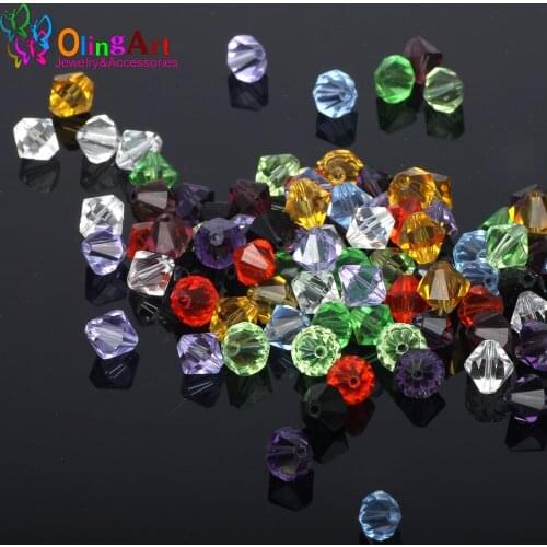 OlingArt 6MM AAA 75pcs bicone Two sharp spacer crystal glass beads/kralen/perles/cuentas DIY bead choker necklace jewelry making
