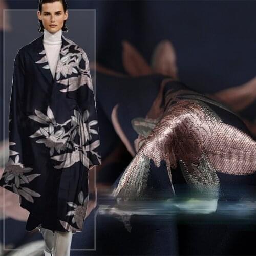 Yarn-dyed jacquard fabric smooth flower morning moon and evening big flower suit windbreaker dress small jacket sewing fabric