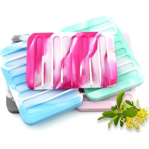 5pcs Self Draining Waterfall Soap Saver Soft Silicone Non-Slip Soaps Dish for Bathroom Kitchen