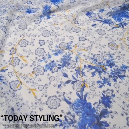 LEO&LIN Blue and White Silk Georgette Chiffon Silk Clothing Fabric DIY Patchwork Tissue