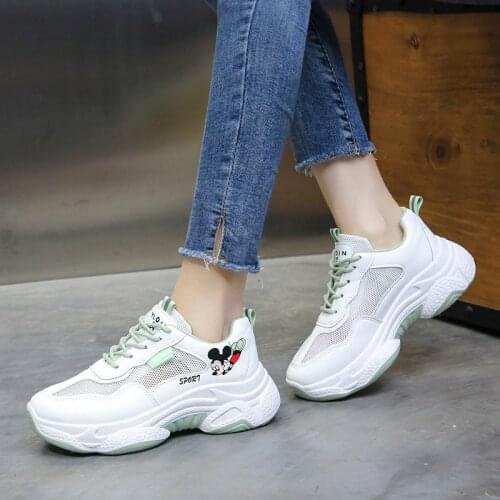 Disney womens casual shoes net red super fire thick-soled wild platform shoes summer mesh breathable Mickey sports shoes