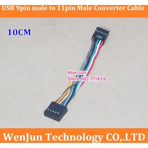 High Quality 10cm USB 9 pin Male to 11 pin Female Converter Cable 24AWG wire for Lenovo mainboard Motherboard