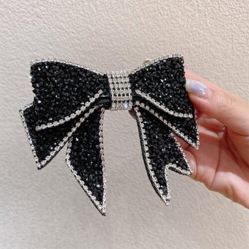 Korean Crystal Bow Hairpin for Women Fashion Rhinestone Head Clips Lady Hair Jewelry Accessories