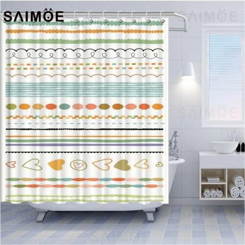 Abstract Geometry Bath Curtain Fabric Waterproof Plant Lines Bathroom Shower Curtain Modern Art Curtains Decorative With Hooks