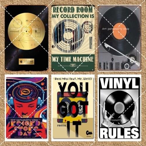 Voyager 1 Golden Record Metal Tin Sign Vintage Wall Decor Retro Metal Bar Pub Poster Metal for Bar Pub Club Man Cave 12 X 8 inch