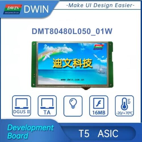 DWIN TFT LCD Module 5.0 inch 800*480 resolution UART Serial HMI touch panel DMT80480L050_01W
