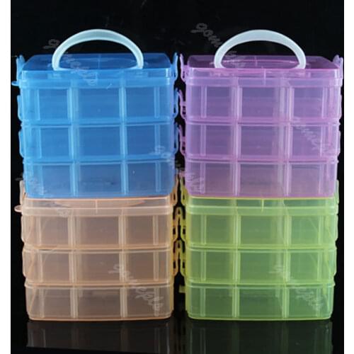 1box Multi Utility Nail Art Storage Case Box 3 Layer Clear Plastic Empty Container For Rhinestones beads Organizer Box