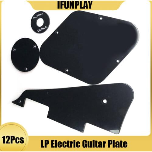 12pcs Electric Guitar Pickguard Scratch Plate Control Cavity Cover Switch Cavity Cover Plate for LP Electric Guitarra Black
