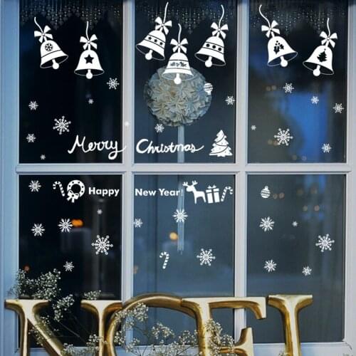 4pcs/lot Christmas Decorations Electrostatic Sticker Glass Window Decals PVC Wall Stickers Bell Elk Xmas Party Ornaments Props