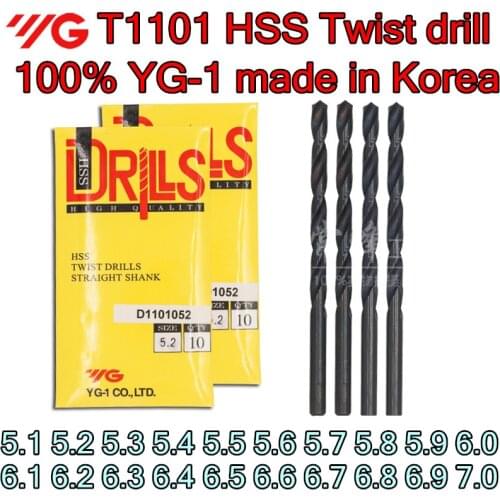 5.1-7.0mm 100% YG-1 made in Korea T1101 High quality HSS Twist drill Processing: alloy steel, etc Free shipping