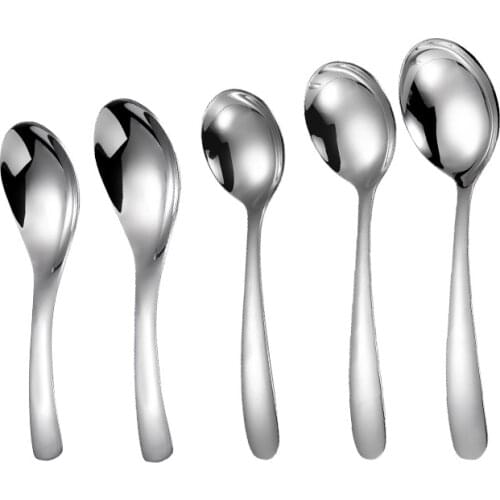 5pcs/set 304 Stainless Steel Spoon Children Adult Household Eating Spoon Desktop Spoon Tableware Coffee Spoon Family Tableware