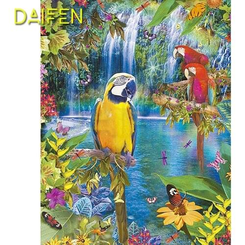 DIY Diamond mosaic Full Square Diamond embroidery Cross stitch Parrot Butterfly Lake Full Round Diamond painting Waterfall bird