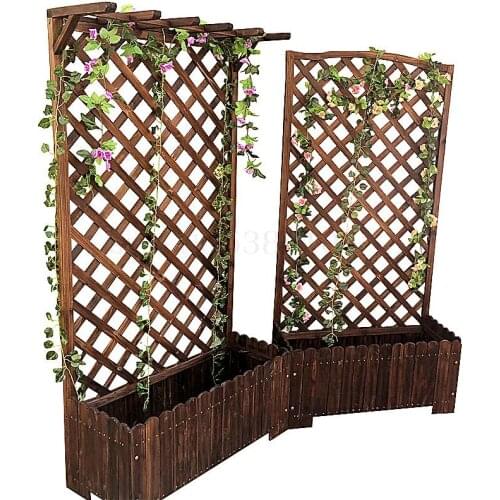 Anti-corrosion Wood Fence Flower Pot Flower Stand Vine Frame Climbing Outdoor Fence Outdoor Garden Decoration Flower