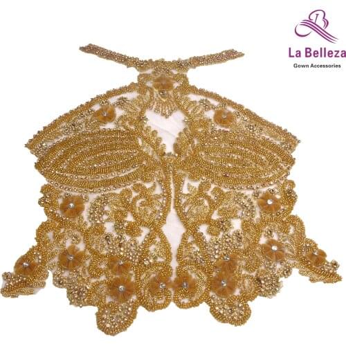 White/Red/Gold large pattern with heavy beads applique patchcrystal Rhinestone patch wedding dress Accessories