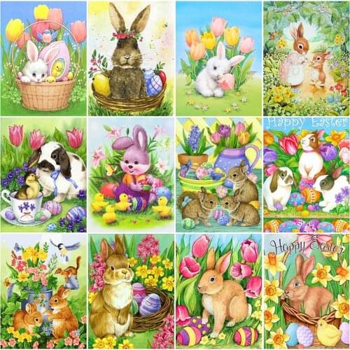 EverShine Diamond Mosaic Easter Bunny Rhinestones Diamond Painting Rabbit Cross Stitch Embroidery Cartoon Needlework Handicraft