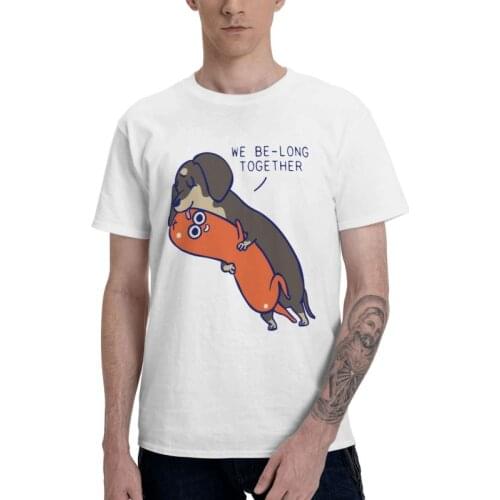 Dachshund T Shirt Men Short Sleeve Cotton T-shirts Sausage Wiener Badger Dog Lover Tee Graphic Tshirts Gift