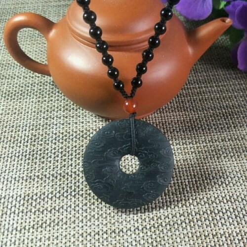 Natural Hetian Jade Double sided Carving Jade Pendant Jewelery Lucky Auspicious Safety Amulet Fine Jewelery Jade Pendant