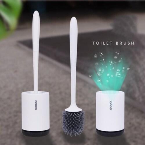 TPR Silicone Toilet Brush with Holder Soft Bristles Easy Clean Toilet Brush Wall Mounted Floor Standing Bathroom Cleaning Tools