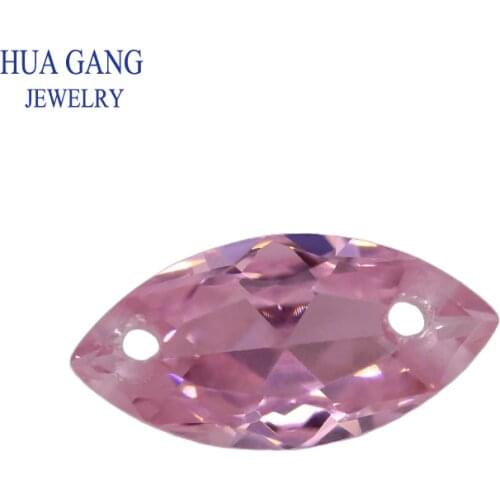 Loose CZ Stone Double Holes AAAAA Marquise Shape Pink Cubic Zirconia Stone For Jewerly Making Size 4X8-10x20mm High Quality