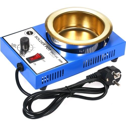 220V 300W Solder Pot Tin Melting Furnace Thermoregulation Soldering Desoldering Bath 100/80/50/38mm 200~450 Centigrade EU Plug