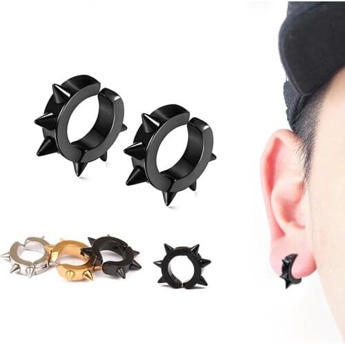 1Piece Punk Mens/women Six thorn titanium steel ear clip Non Piercing Earrings Fake Earrings Gift Personality Jewelry