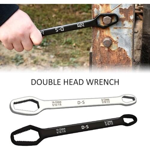 Double-Head Key Multifunction Screw Nuts Wrenches Repair Hand Tools Car Bicycle Ratchet Wrench Universal Spanner 8-22mm Dropship