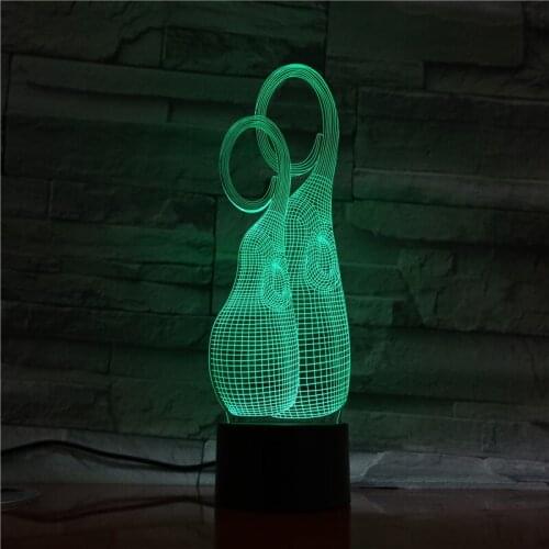 Creative 3D Lamp Abstract Shapes Graphics Nightlight Acrylic USB Illusion Ambiance Novelty Night Lights Table Decor Lamp 1304