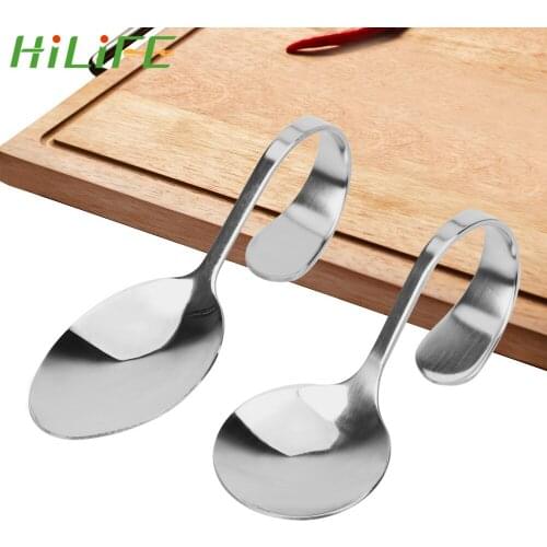 HILIFE Kitchen Utensils Hanging Cup Spoons Gadgets Curved Handle Kichen Accessories Stainless Steel