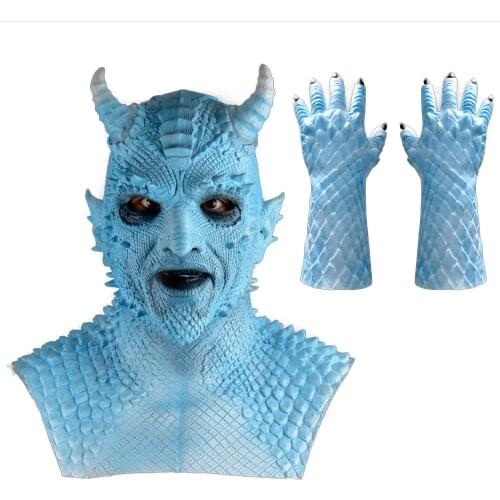 Anime Game Belial Demon Latex Mask Halloween Headgear Cosplay Masks Gloves Set Props Masque