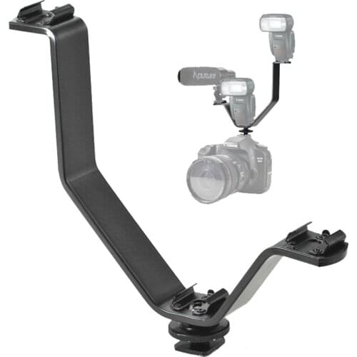 Lightdow 10.5cm Triple Cold Shoe V Mount Flash Bracket for Video Lights Speedlite Microphones Monitors on Cameras